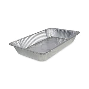 12.81 in. x 20.75 in. Silver Disposable Aluminum Steam Table Pans, Full-Size Deep, Platters and Trays (50-Per Case)