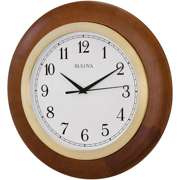 Bulova 18 in. H x 18 in. W Round Wall Clock in Hardwood