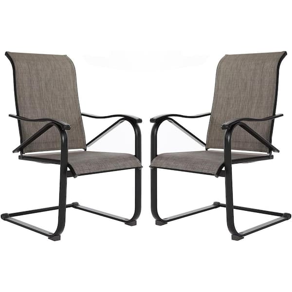 OUPES Black Metal Outdoor Dining Chair Set of 2