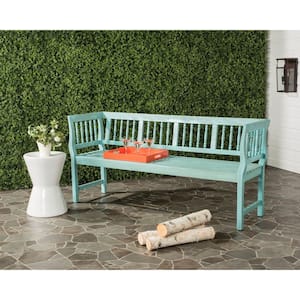 Brentwood 68.1 in. 3-Person Oriental Blue Acacia Wood Outdoor Bench