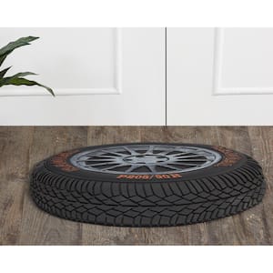 Tire Collection Silver & Copper 16" x 32" Rectangle Rubber Door Mat