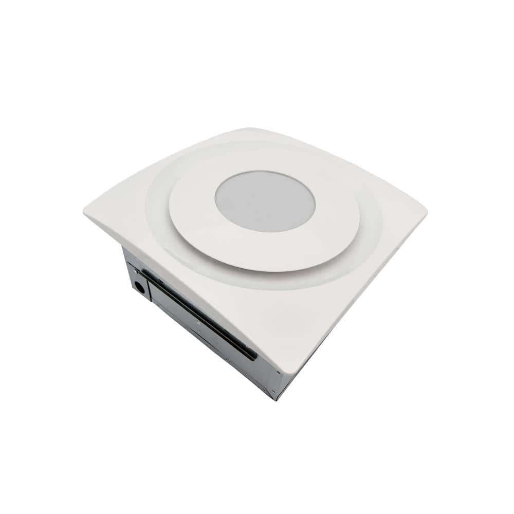 Slim Fit 120 CFM Bathroom Exhaust Fan with LED Light Ceiling or Wall Mount, White -  Aero Pure, AP120-SL W