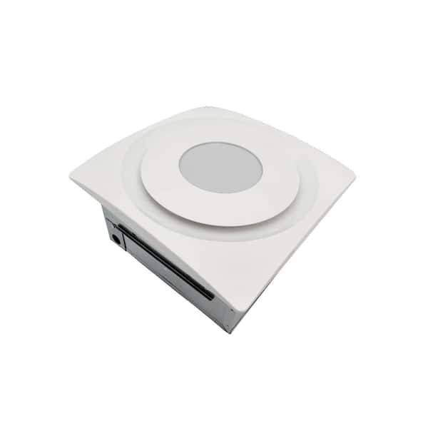 Aero Pure Slim Fit 90 CFM Quiet Bathroom Exhaust Fan with 10-Watt 4000K LED Light Ceiling or Wall Mount White