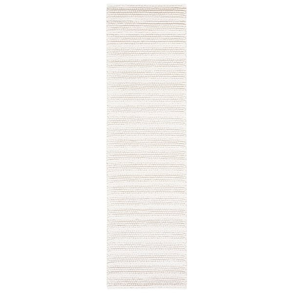 Natura 2 ft. x 12 ft. Ivory Basket Striped Runner Rug