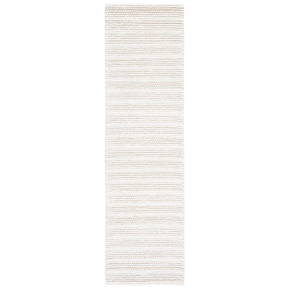 SAFAVIEH Natura 2 ft. x 14 ft. Ivory Striped Runner Rug NAT280A-214 ...