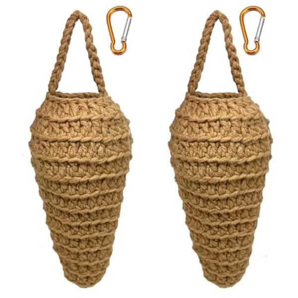 Outdoor Wasp Hornet Bee Trap with Crochet Deterrent Decoration Non-Toxic Durable Easy Hanging 2-Pack