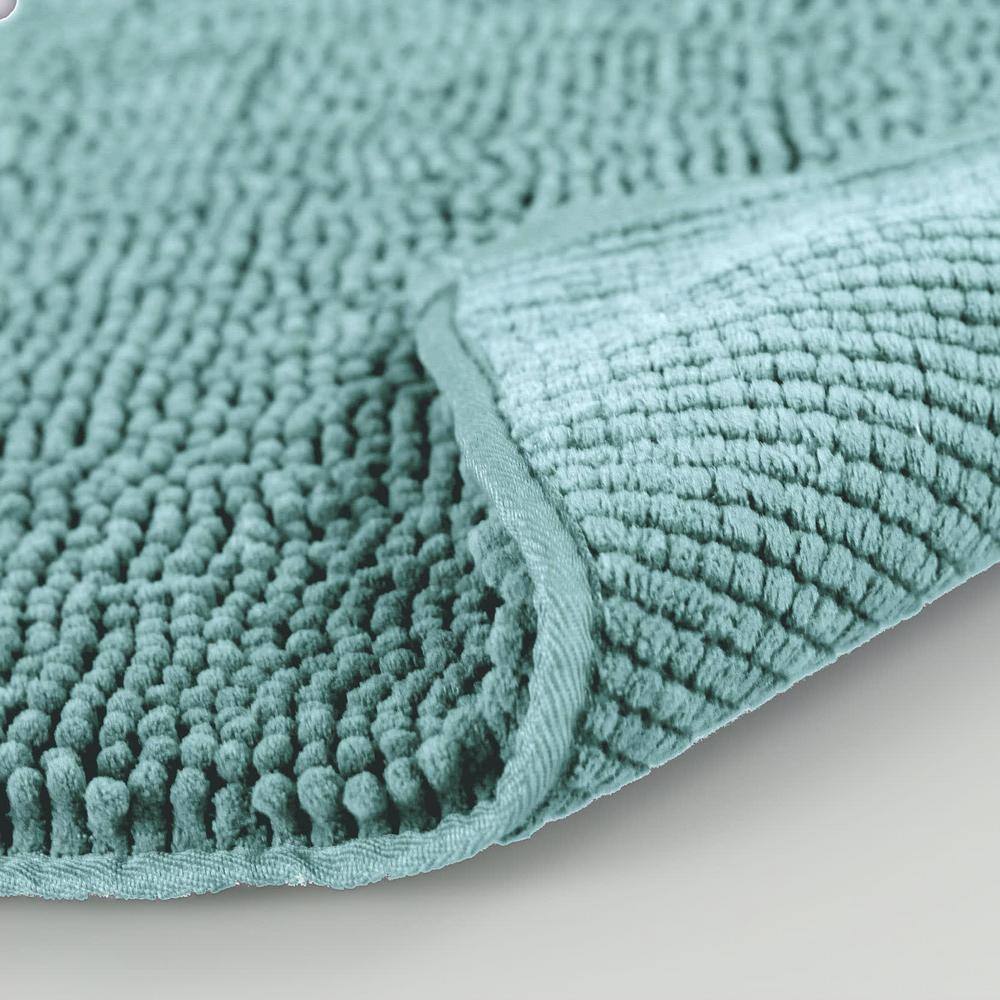 Aqua Chenille Plush Shag 2-Piece Bath Mat Set