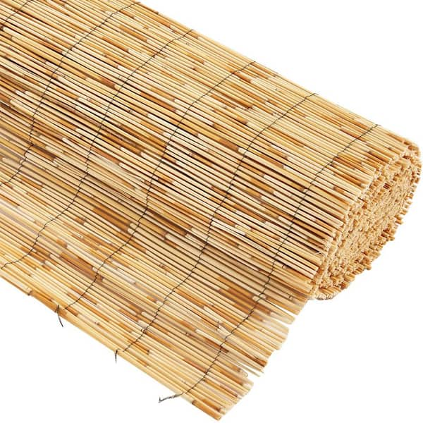 ATENGNES 3.3 ft. H x 16.4 ft. W Natural Reeds Eco-Friendly Privacy Screen Curtain Bamboo-Like Patio Decors Reed Fencing Rolls