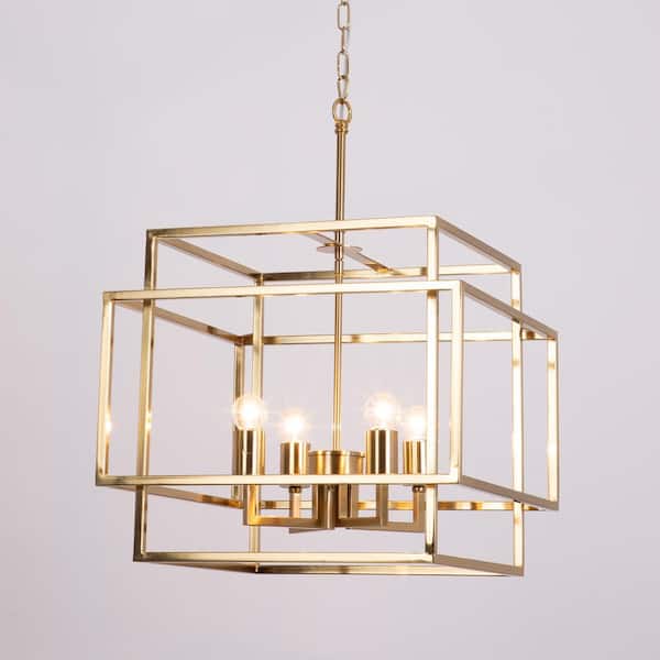 Maxax Hartford 4-Light Brass Lantern Square Chandelier