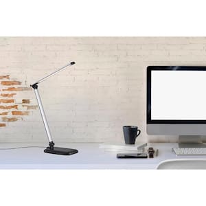 25 in. Black and Silver LED Desk Lamp with Color Temperature Changing