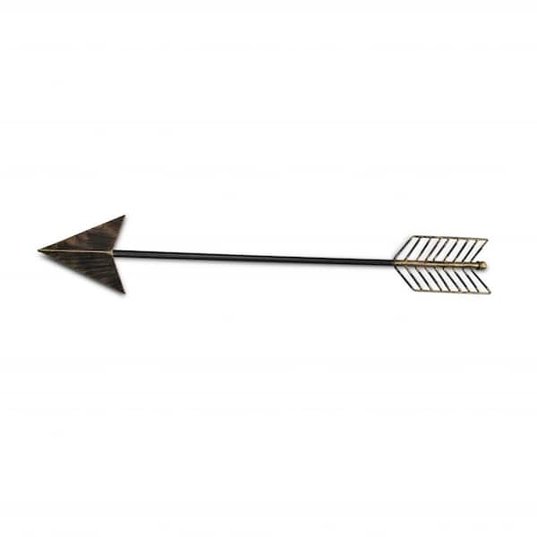 HomeRoots 6.75 in. Dark Brown/Gold Burnished Dark Brown And Gold Tone Metal Arrow Wall Decor