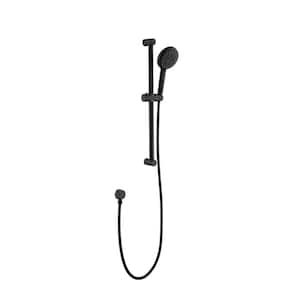 3-Spray Patterns with 1.8 GPM 4.9 in. Wall Mount Handheld Shower Head with 28 in. Adjustable Slide Bar in Matte Black