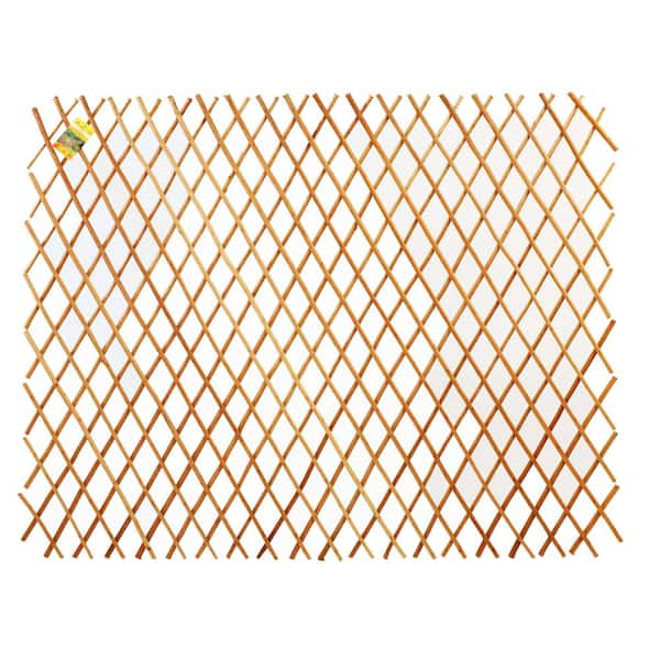 Backyard X-Scapes 36 in. H x 72 in. L Expandable Peeled Carbonized Willow Wood Trellis Fence