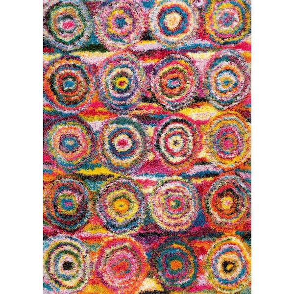 nuLOOM Kindra Circles Shag Multi 9 ft. x 12 ft. Area Rug