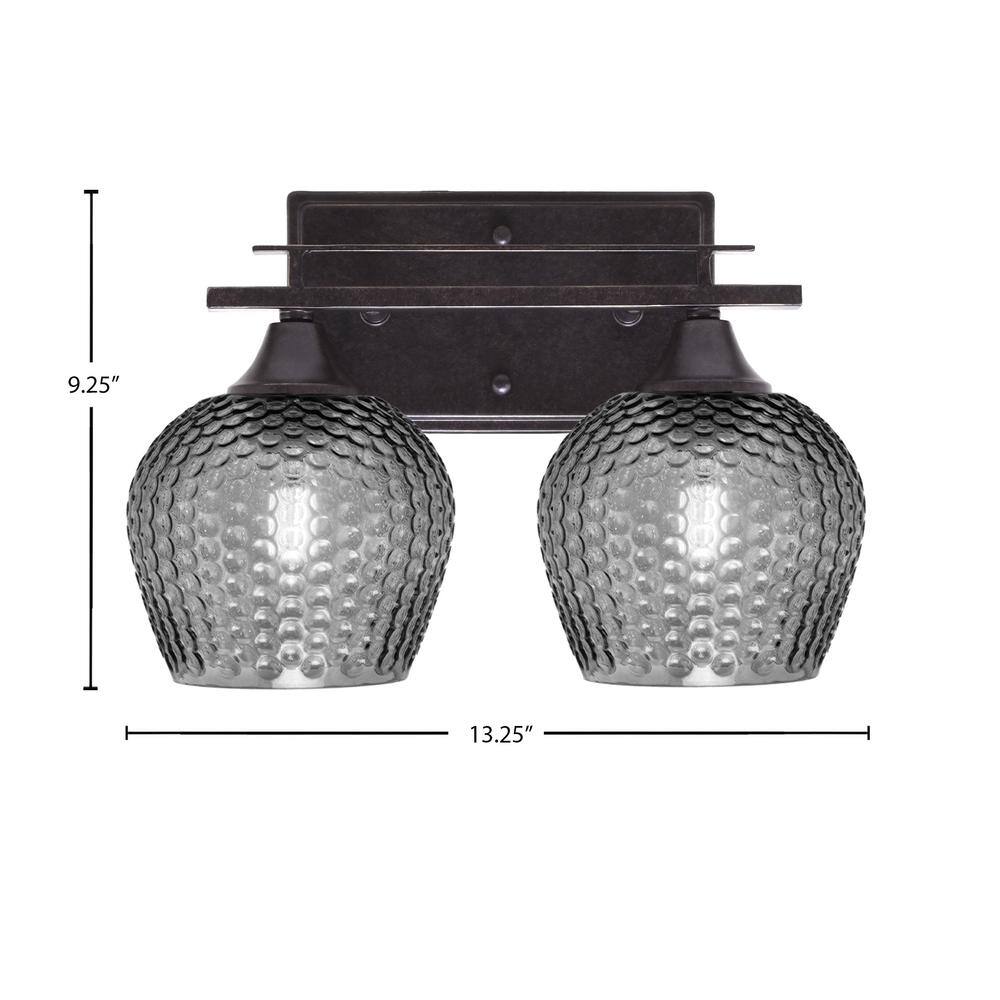 Ontario 13.25 in. Dark Granite Vanity Light with Smoke Glass Shades