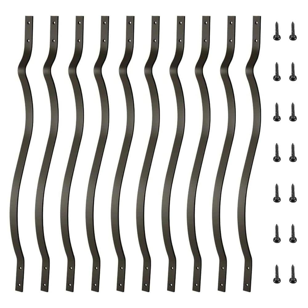 29.5 in. x 1 in. Black Heavy Duty Cast Iron Deck Wave Arc Baluster with Screws for Outdoor Stair Deck-(51-Pack) price history on PriceWatchPro