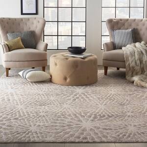 Silky Textures Ivory/Beige 8 ft. x 11 ft. Abstract Contemporary Area Rug