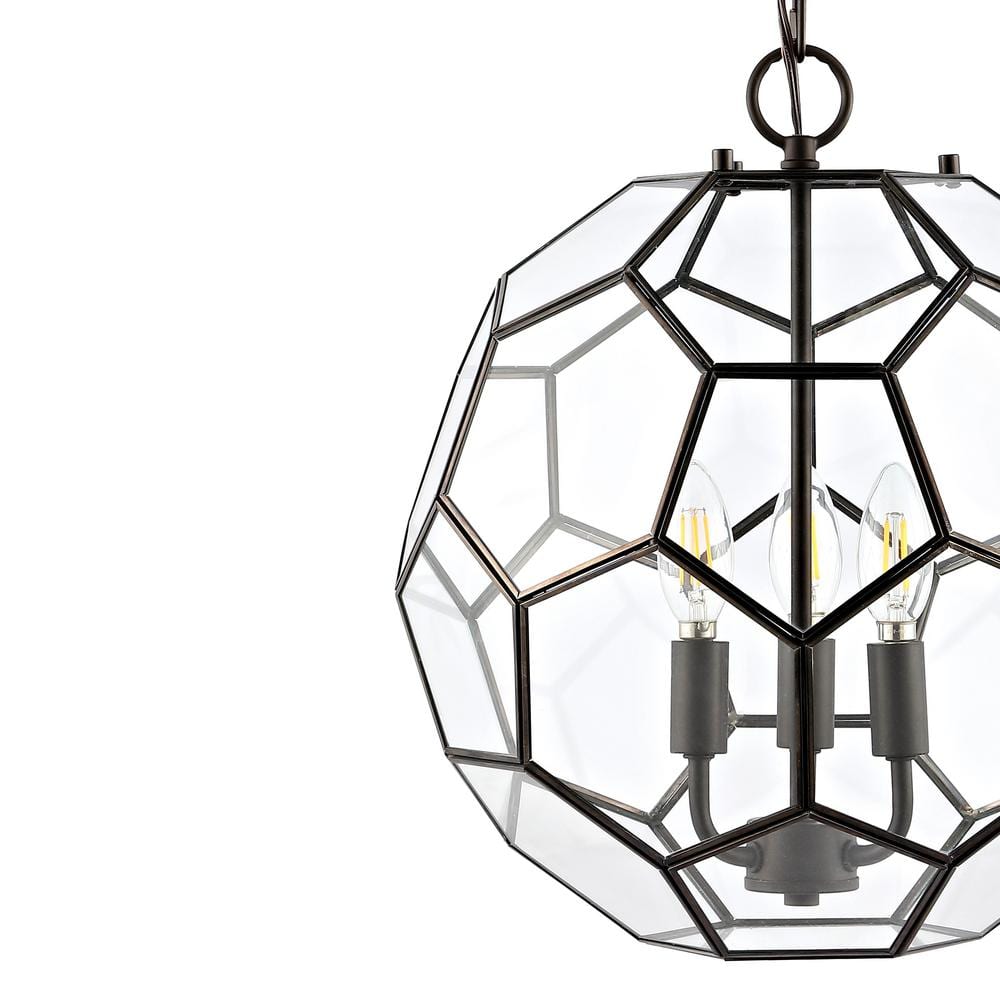 Bee 13.5" Oil Rubbed Bronze Hexagon Glass LED Pendant Light