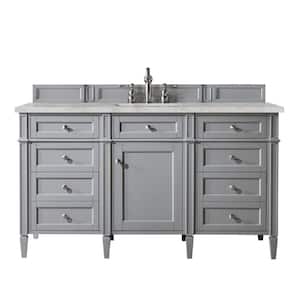 Brittany 60.0 in. W x 23.5 in. D x 34.0 in. H Single Bathroom Vanity in Urban Gray with Victorian Silver Quartz Top
