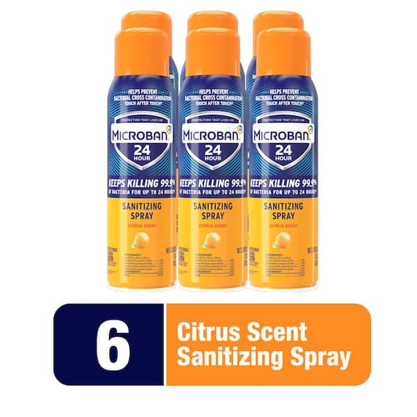 Microban 15 oz. Scent Citrus Scent 24 Hour Sanitizing Aerosol Spray 6 Pack