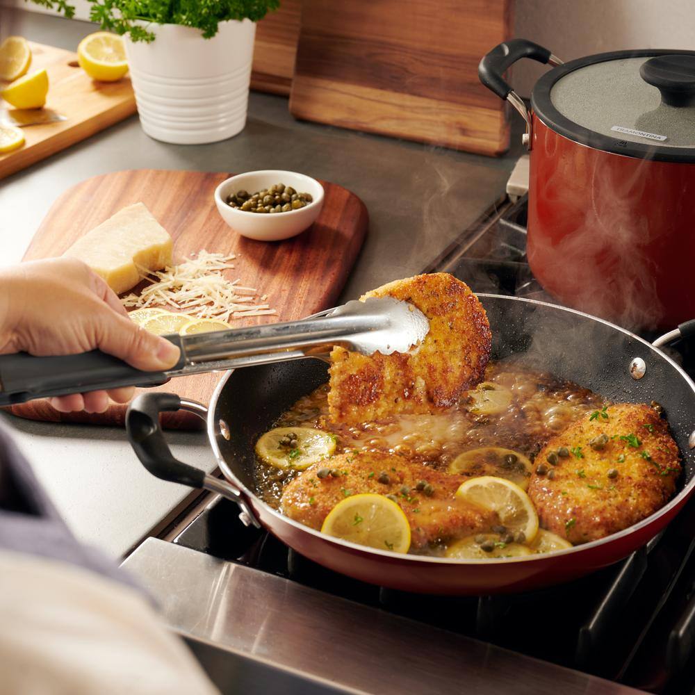 15-Piece Red Aluminum Nonstick Cookware Set with Enamel Finish