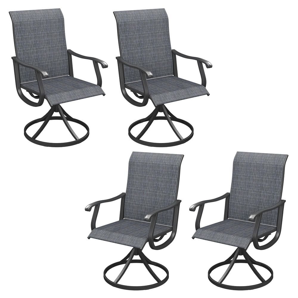 Swivel Outdoor Patio Dining Chairs Set of 4 with All-Weather Metal Frame and Breathable Textilene Fabric in Dark Gray price history on PriceWatchPro