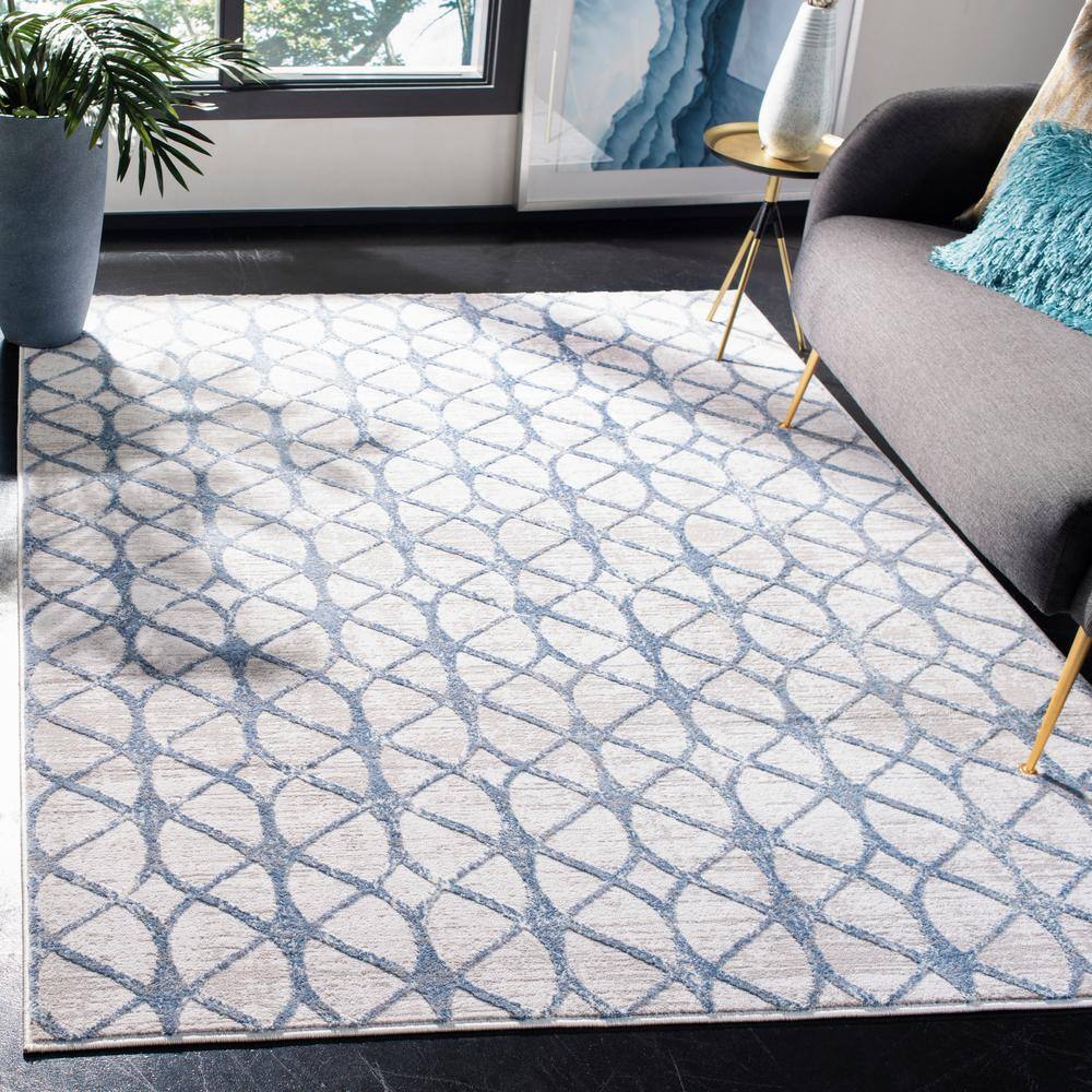 Amelia 3' x 3' Square Grey and Blue Synthetic Rug