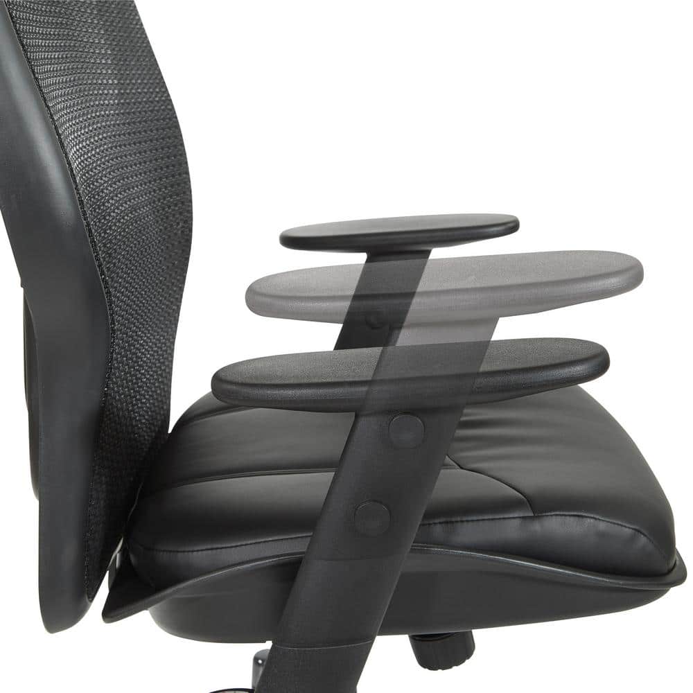 Ergonomic High-Back Executive Mesh Chair with Leather Seat and Adjustable Arms