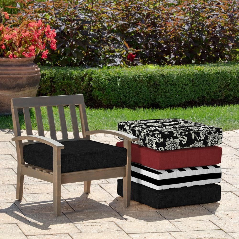 Black Polyester Outdoor Deep Seat Cushion with EverLuxe Fiberfill