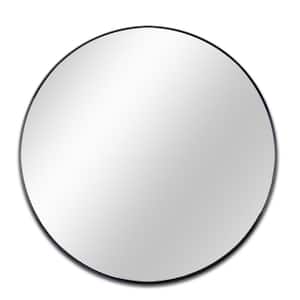 36 in. W x 36 in. H Round Aluminum Framed Wall Bathroom Vanity Mirror in Black