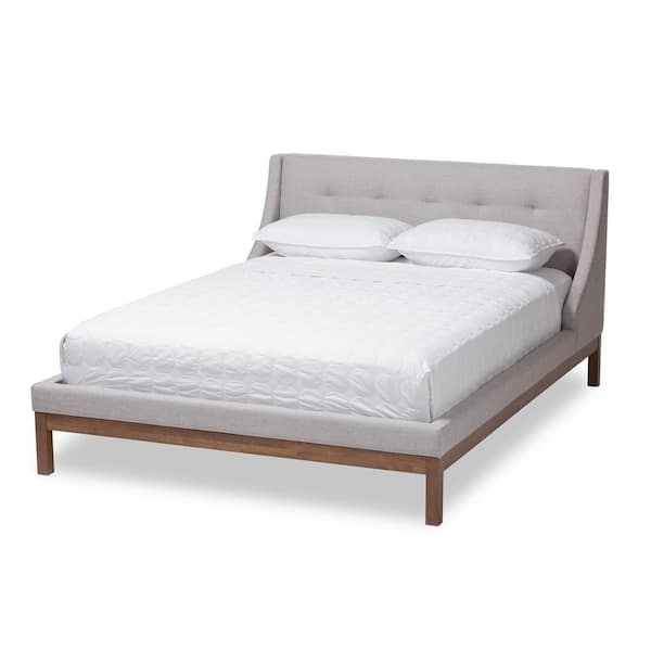 Baxton Studio Louvain Greyish Beige Queen Platform Bed