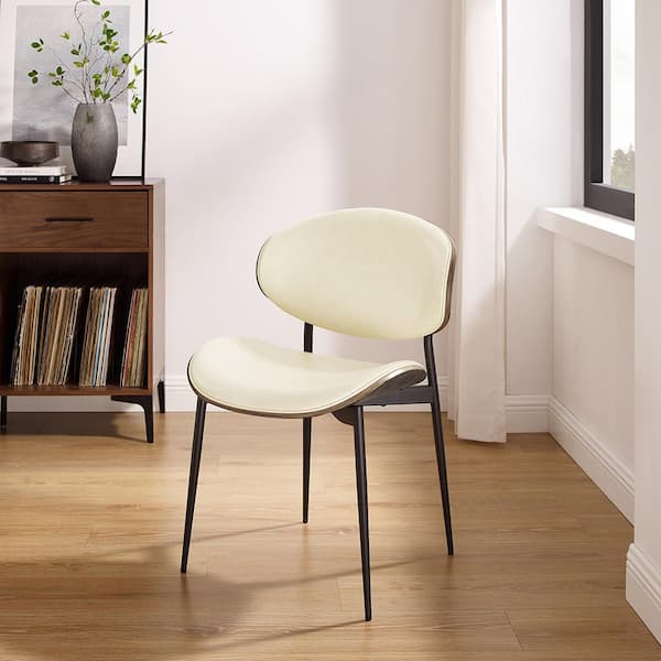 Art Leon Iya Off White Faux Leather Dining Side Chair with Metal