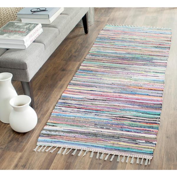 Rag Rug Gray/Multi 2 ft. x 7 ft. Striped Runner Rug