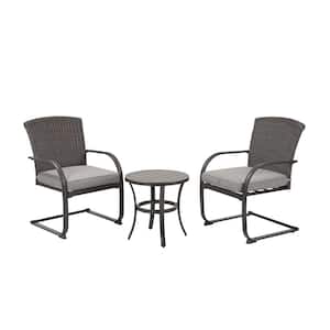 3-Piece Patio Metal Outdoor Conversation Sets with Gray Cushions