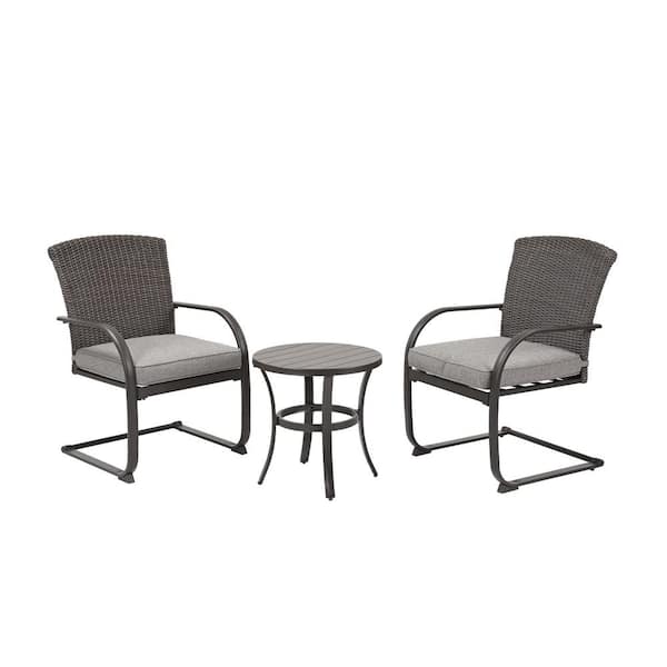 Clihome 3-Piece Patio Metal Outdoor Conversation Sets with Gray Cushions