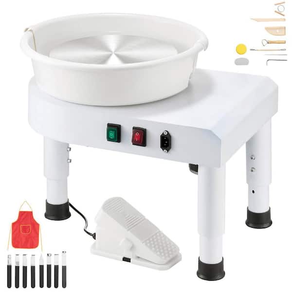 Ceramic Pottery Wheel 11 in., Adjustable Speed 60-300 RPM Foot Pedal Detachable Basin Tool Kit White 2025 Upgrade