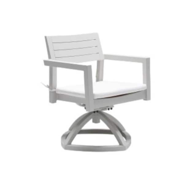 ITOPFOX Modern Aluminum Outdoor Patio Swivel Rocker with Fabric Cushion in White (2 Chairs)