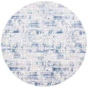 Amelia Blue/Gray Doormat 3 ft. x 3 ft. Distressed Geometric Round Area Rug