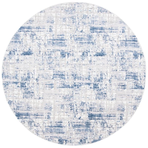 SAFAVIEH Amelia Blue/Gray 5 ft. x 5 ft. Distressed Geometric Round Area Rug