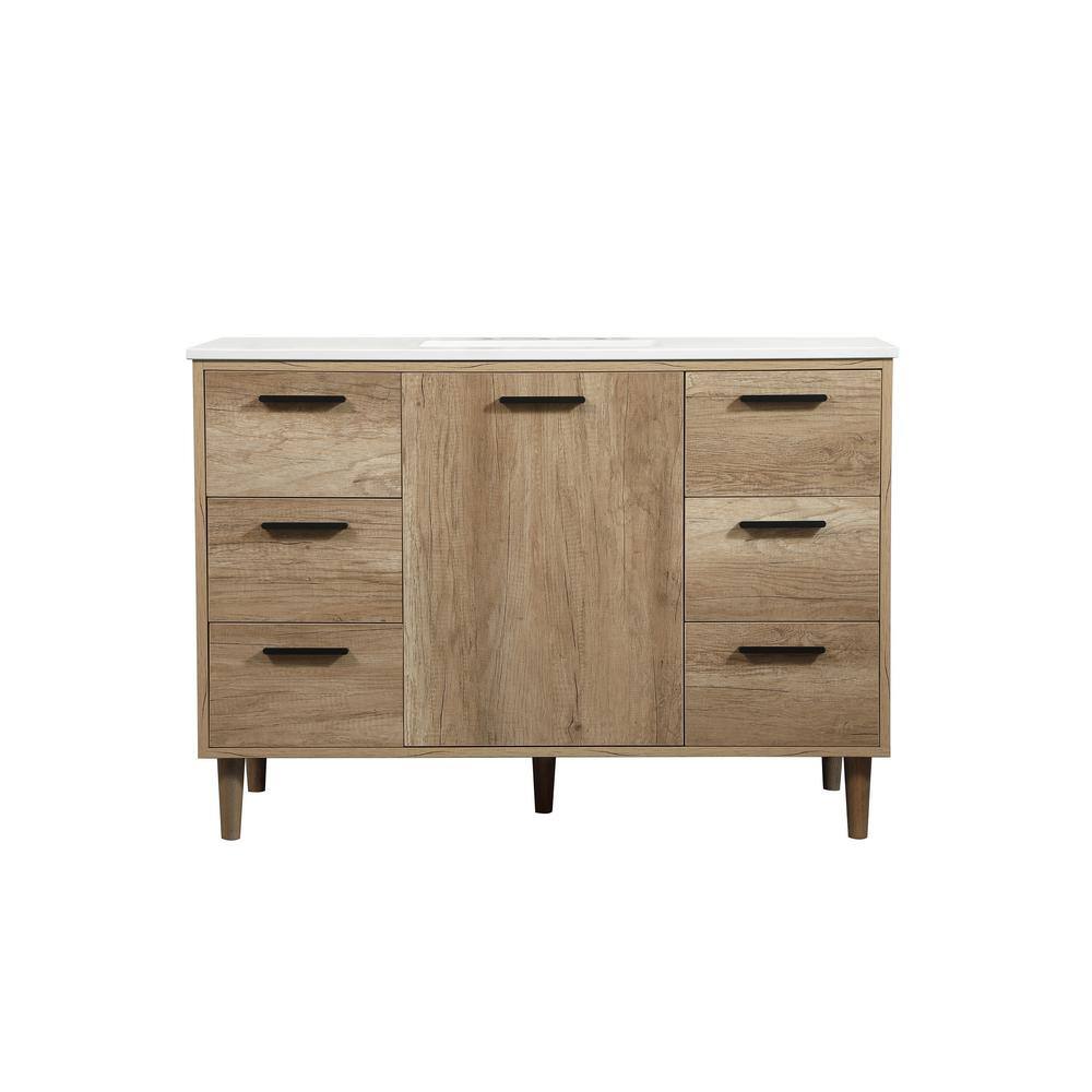 Timeless Home 48 in. W x 22 in. D x 34 in. H Bath Vanity in Natural Oak wit
