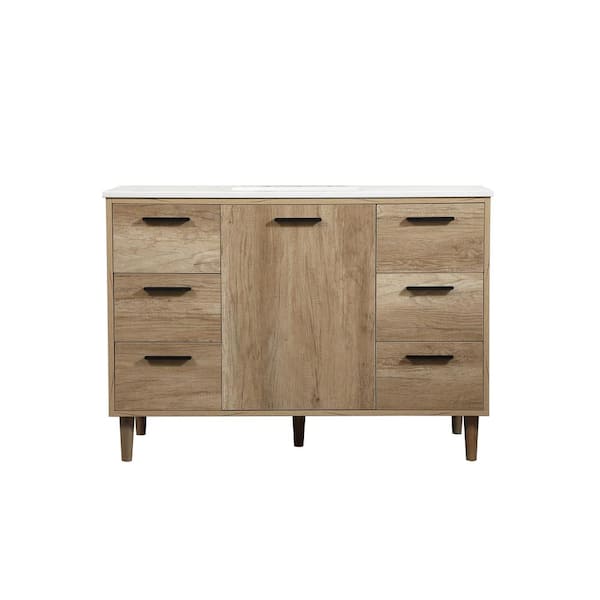 Unbranded Timeless Home 48 in. W x 22 in. D x 34 in. H Bath Vanity in Natural Oak with Ivory White Engineered Stone Top