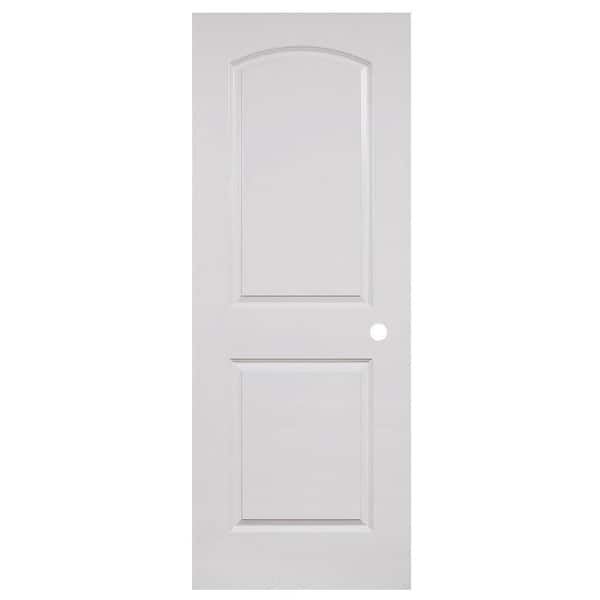 Steves & Sons 30 in. x 80 in. 2-Panel Round Top Smooth Hollow Core White Primed Composite Pre-Bored Interior Door Slab