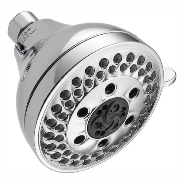 Delta 5-Spray 4.2 in. Single Wall Mount Fixed H2Okinetic Shower Head in ...