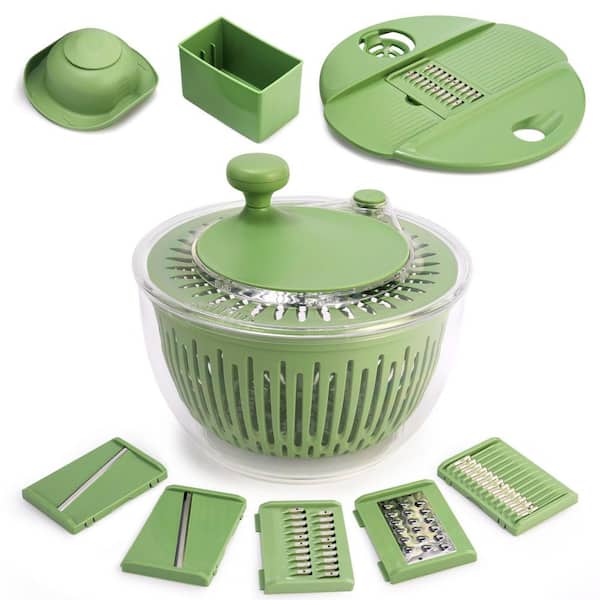 Efficient Prep Salad Spinner with 3-in-1 Washing Drying Chopping, 5-Slicer and Egg Yolk Strainer