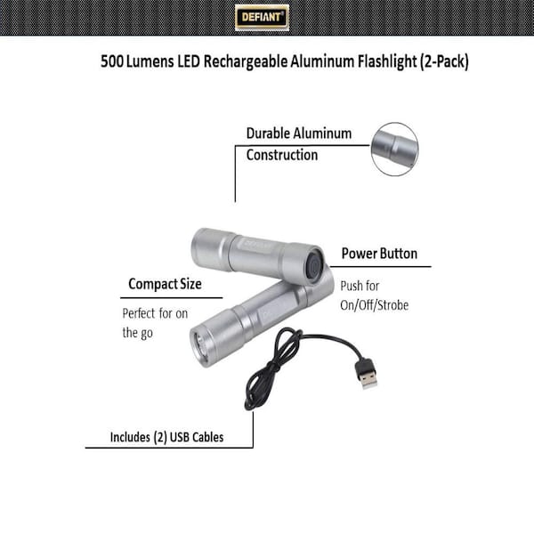 2 Defiant - 500 Lumen Battery Operated Portable LED Utility & Emergency  Lights