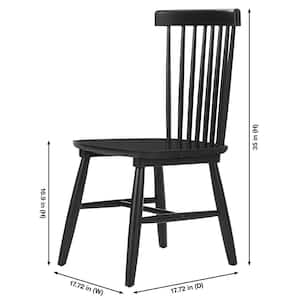 Black Windsor Solid Wood Dining Chairs (Set of 2)