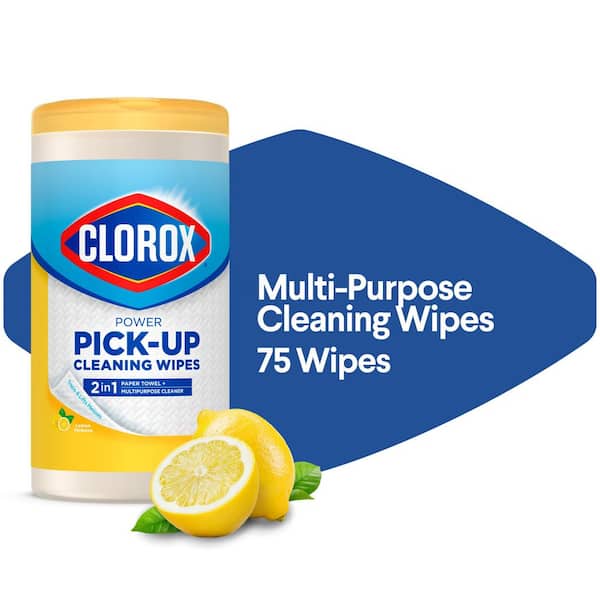 Power Pick-Up Cleaning Wipes, 2 in 1 Paper Towel and Multipurpose Cleaner, Lemon Verbena, 75 Paper Towel Wipes