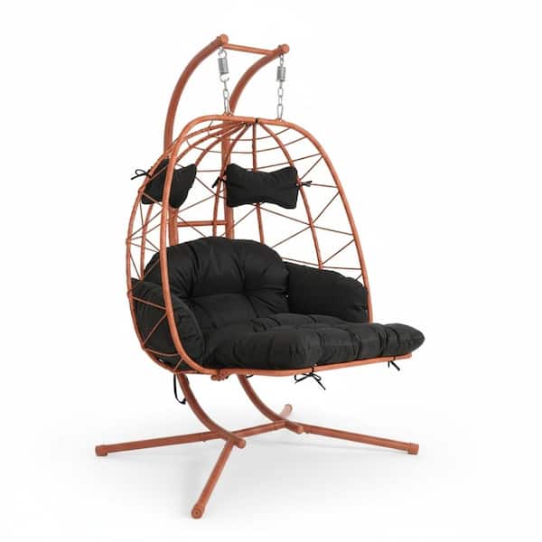 卓　し 2 Person Orange Thickened Cushions Hanging Outdoor Wicker Swing