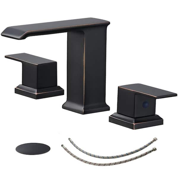 Unbranded 8 in. Widespread 2-Handle Bathroom Faucet with Pop-up Drain Assembly in Oil Rubbed Bronze