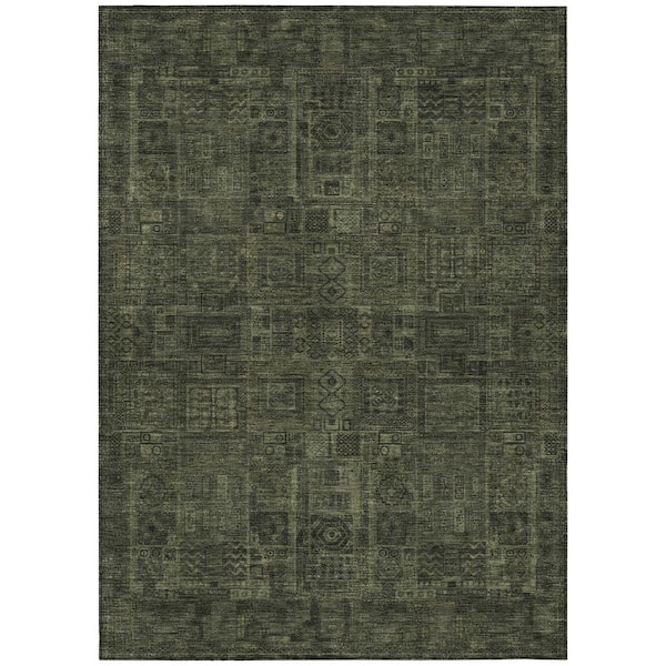 Chantille Machine Washable Indoor/Outdoor Abstract ACN2805 Olive 8 ft. x 10 ft. Area Rug